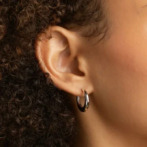 Dome Medium Hoops in Silver