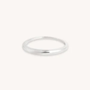 Dome Ring in Solid White Gold