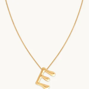 E Initial Bold Pendant Necklace in Gold