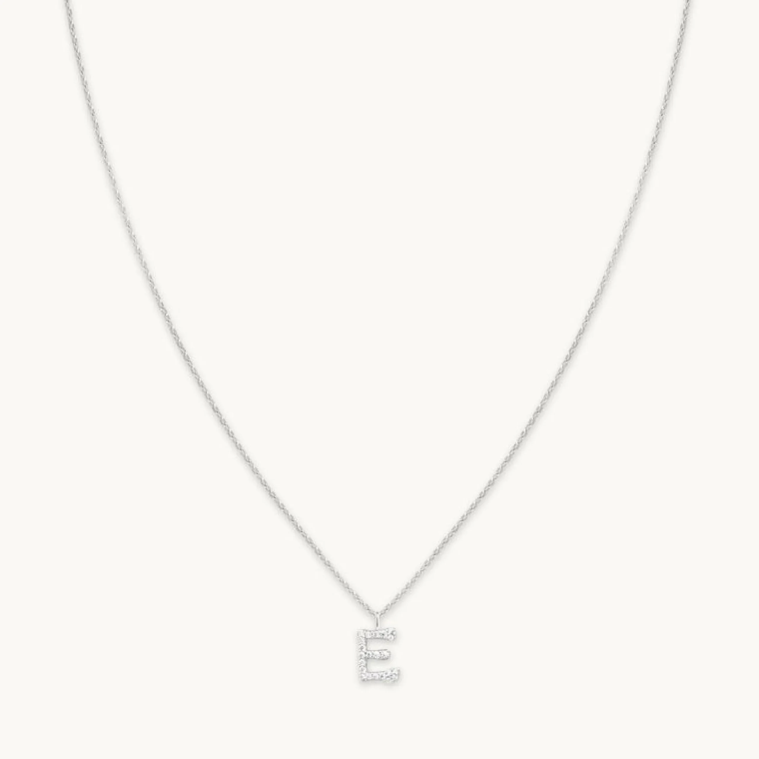 e_initial_pav_pendant_nec_0-1.webp E Initial Pavé Pendant Necklace in Silver