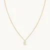 E Initial Pavé Pendant Necklace in Gold