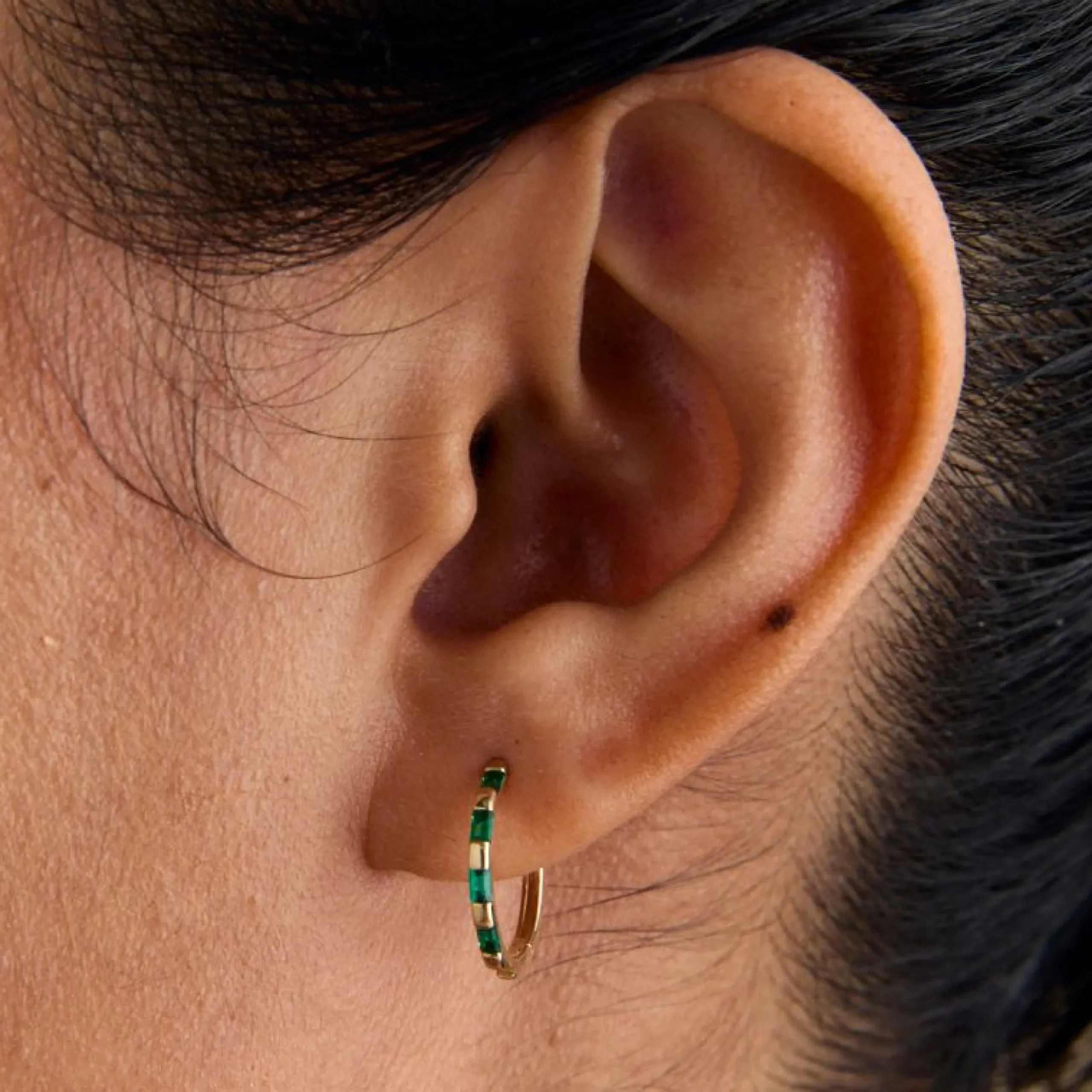 emerald_baguette_hoops_in_1.webp Emerald Baguette Hoops in Solid Gold