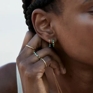 Emerald Baguette Hoops in Solid Gold