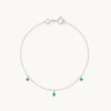 Emerald Charm Bracelet in Solid White Gold