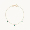 Emerald Charm Bracelet in Solid Gold
