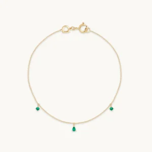 Emerald Charm Bracelet in Solid Gold