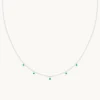 Emerald Charm Necklace in Solid White Gold