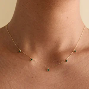 Emerald Charm Necklace in Solid Gold
