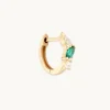 Emerald Cluster Piercing Hoop in Solid Gold