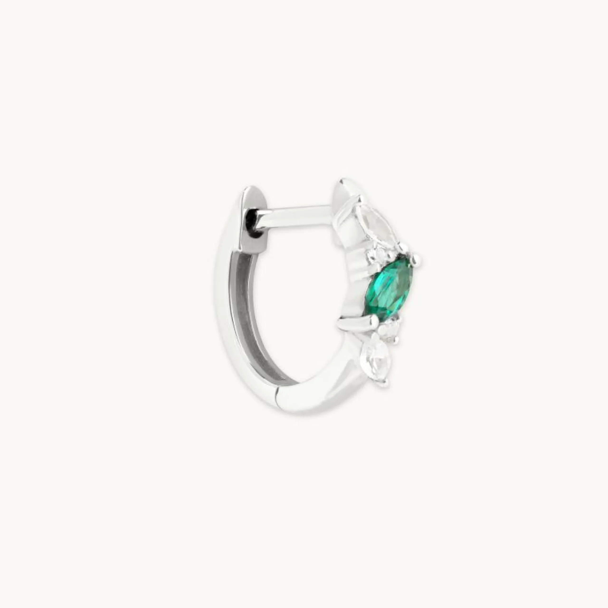 emerald_cluster_piercing__0.webp Emerald Cluster Piercing Hoop in Solid White Gold