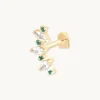 Emerald Marquise Curved Piercing Stud in Solid Gold