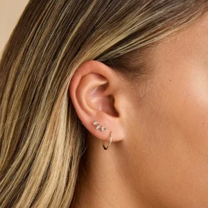 Emerald Marquise Curved Piercing Stud in Solid Gold