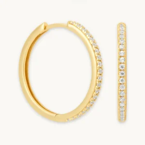 Essential Crystal Large Hoops in Gold