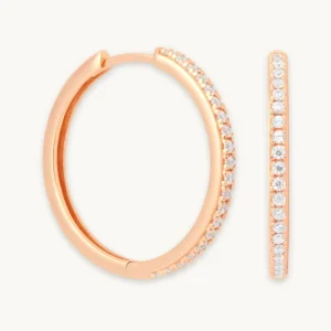 Essential Crystal Large Hoops in Rose Gold