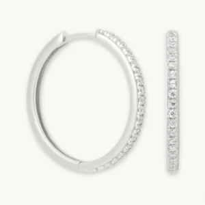 Essential Crystal Large Hoops in Silver