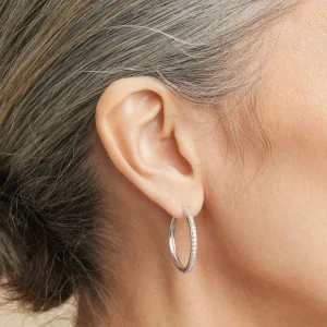 Essential Crystal Large Hoops in Silver