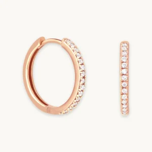 Essential Crystal Medium Hoops in Rose Gold