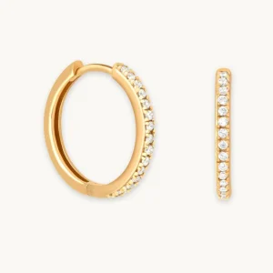 Essential Crystal Medium Hoops in Gold