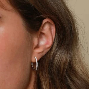 Essential Crystal Medium Hoops in Silver