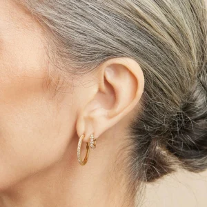 Essential Crystal Medium Hoops in Gold
