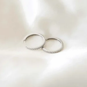 Essential Crystal Medium Hoops in Silver