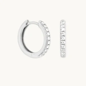 Essential Crystal Small Hoops in Silver