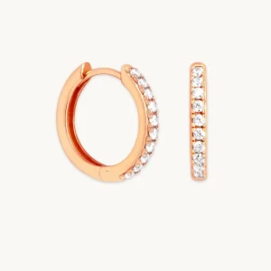 Essential Crystal Small Hoops in Rose Gold