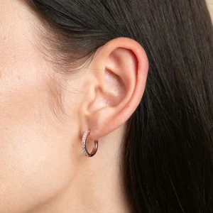 Essential Crystal Small Hoops in Rose Gold
