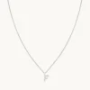 F Initial Pavé Pendant Necklace in Silver