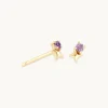 February Amethyst Birthstone Earrings in Solid Gold