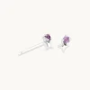 February Amethyst Birthstone Earrings in Solid White Gold