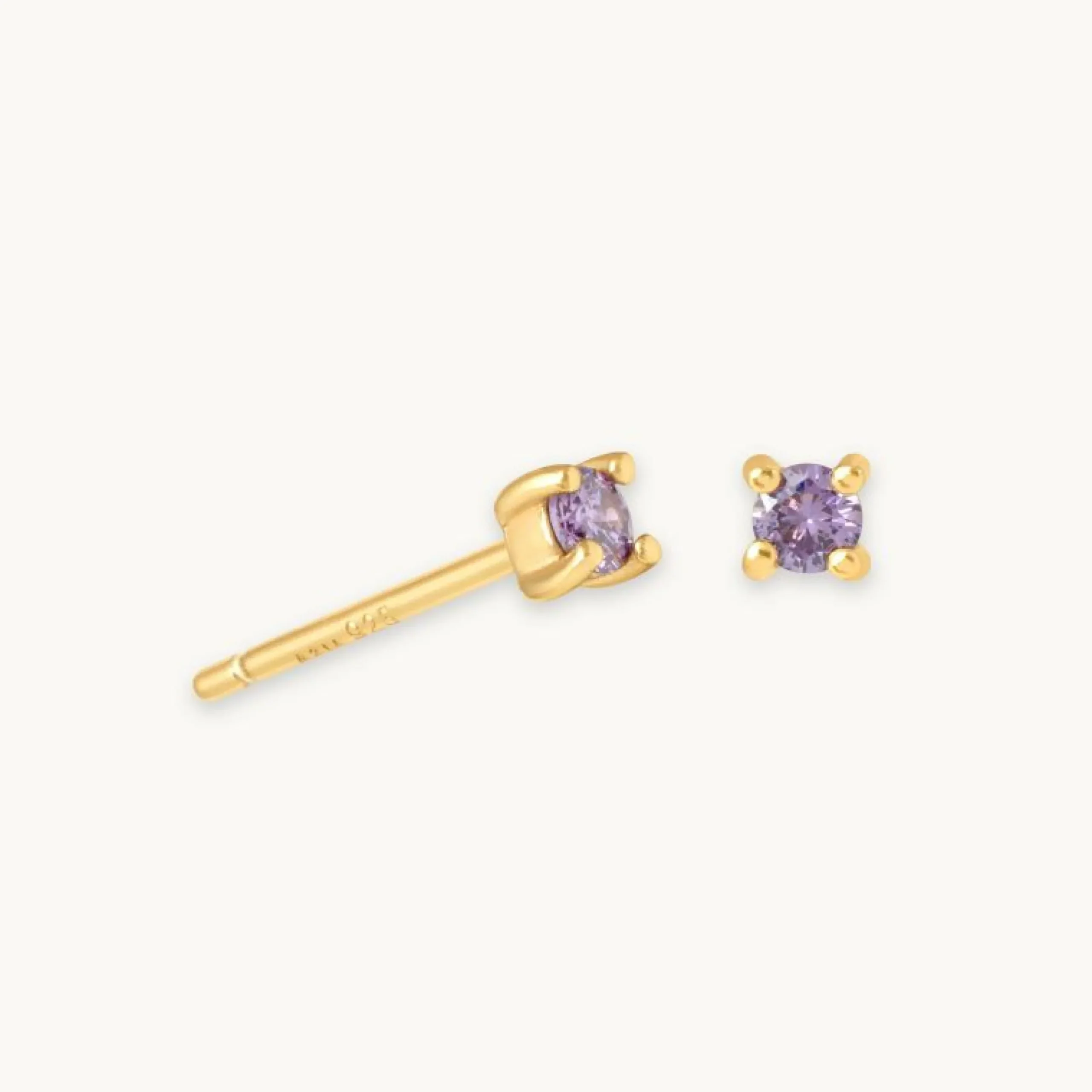 february_birthstone_stud__0-1.webp February Birthstone Stud Earrings in Gold with Amethyst CZ