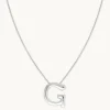 G Initial Bold Pendant Necklace in Silver