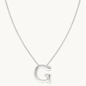 G Initial Bold Pendant Necklace in Silver