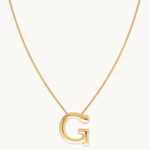 G Initial Bold Pendant Necklace in Gold