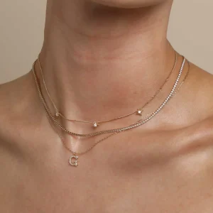 G Initial Pavé Pendant Necklace in Gold