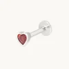 Garnet Heart Piercing Stud in Solid White Gold