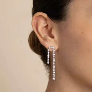 Gleam Crystal Drop Studs in Silver