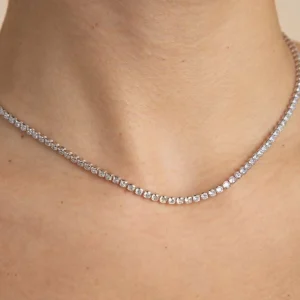 Gleam Tennis Chain Necklace in Silver