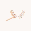 Glimmer Crystal Climber Stud Earrings in Rose Gold