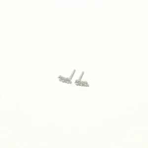 Glimmer Crystal Climber Stud Earrings in Silver