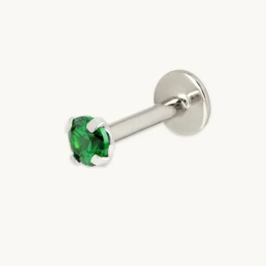 Green Titanium Piercing Stud in Platinum