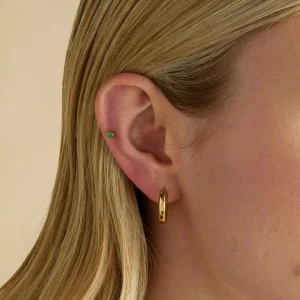 Green Titanium Piercing Stud in Gold