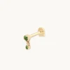Green Tourmaline Double Piercing Stud in Solid Gold