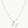 H Initial Bold Pendant Necklace in Silver