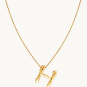 H Initial Bold Pendant Necklace in Gold