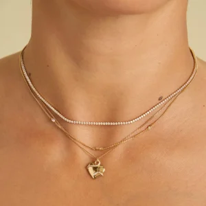 Heart & Snake Pendant Necklace in Gold