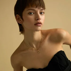 Heart & Snake Pendant Necklace in Gold