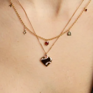 Heart & Snake Pendant Necklace in Gold