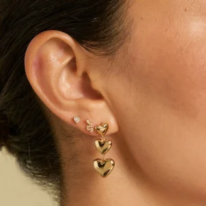 Heart Crystal Studs in Gold